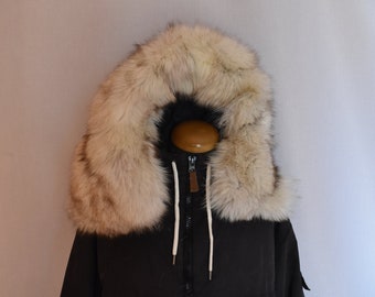Fox Fur Hood | Fur Hood Snowsuit | Detachable Fur trim | Fox Fur Stripe For Parka | Fur Hood Coat