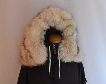 Capuche en fourrure de renard | Habit de neige à capuche en fourrure | Bordure en fourrure amovible | Parka à rayures en fourrure de renard | Manteau à capuche en fourrure