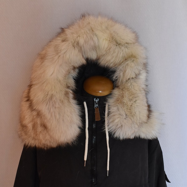 Zip-Up Wool Hoodie With Fox Fur Collar – White