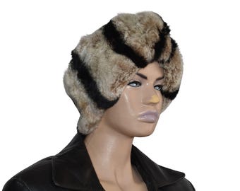 Stirnband aus Rex-Kaninchenfell – Winter-Kopftuch für Damen