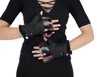 Sheepskin Gloves Fingerless In One Size, Luxury Gift Fingerless Gloves!!!