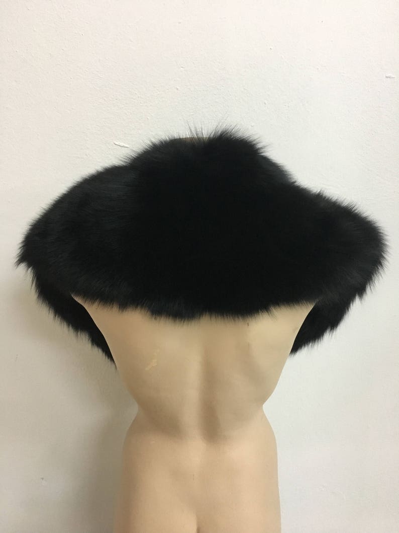 Black Fox Fur Collar /Detachable Fox Fur Collar, Fur Scarf for winter coat/ Extra Gift Black Fur cuffs Christmas Gift image 5