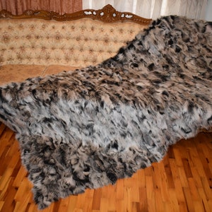 Manta de piel hecha a mano, tiro de piel de zorro, colcha de tiro de piel, tiro de manta de zorro de piel, decoración del hogar
