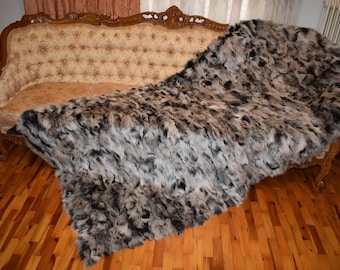 Manta de piel hecha a mano, manta de piel de zorro, colcha de piel, manta de piel de zorro, decoración del hogar