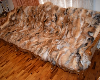 Fur  Blanket , Fox Fur Throw , Fur Throw bedspread ,Fur Fox blanket throw , 100% HANDMADE , Home Decor