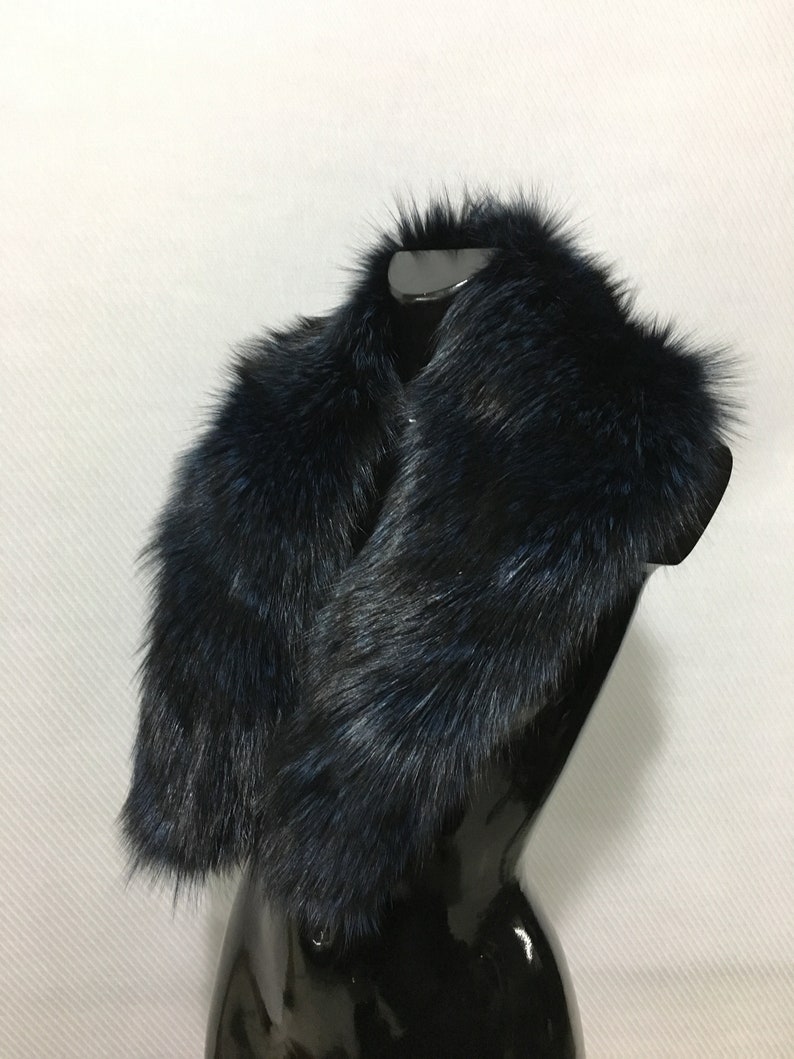 Gorgeous Real Natural Blue Black Color Fox Fur Collar image 8