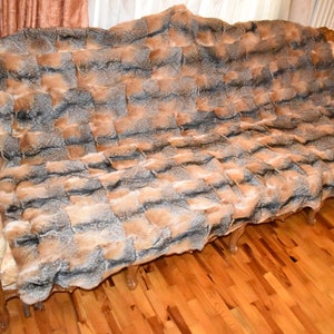 Manta de piel genuina, tiro de piel de zorro, colcha de tiro de piel, tiro de cubierta de zorro de piel, 100% HECHO A MANO, Decoración del hogar
