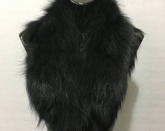 Natural raccon fur collar, black fur collar , black fur scarf ,luxury fur gift for women