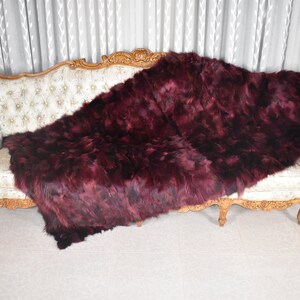 Bordeaux Fox Fur  Blanket ,Natural Fox Fur Throw ,  Fur Throw bedspread ,Fur Fox blanket throw , 100% HANDMADE , Home Decor