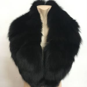 Black Fox Fur Collar /Detachable Fox Fur Collar, Fur Scarf for winter coat/ Extra Gift Black Fur cuffs Christmas Gift image 4