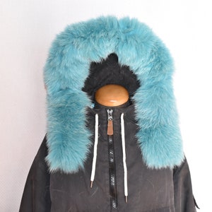 Blue Fox Fur Hood | Fur Hood Snowsuit | Detachable Fur trim | Fox Fur Stripe For Parka | Fur Hood Coat