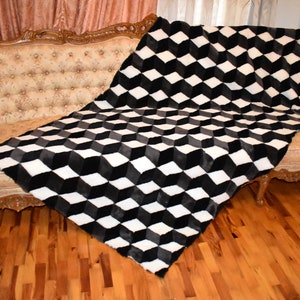 Shearling Fur Blanket Throw Cover | 3D Fur Throw | Sheepskin Fur Bedspread