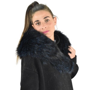 Gorgeous Real Natural Blue Black Color Fox Fur Collar image 2