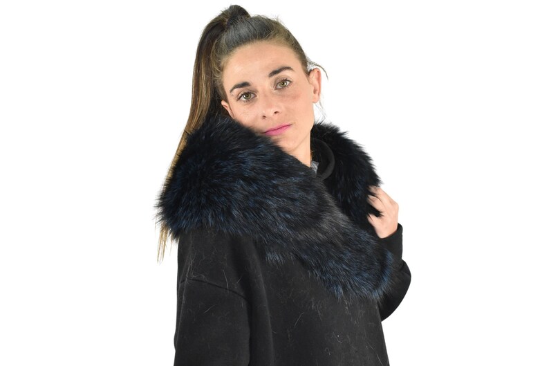 Gorgeous Real Natural Blue Black Color Fox Fur Collar image 2