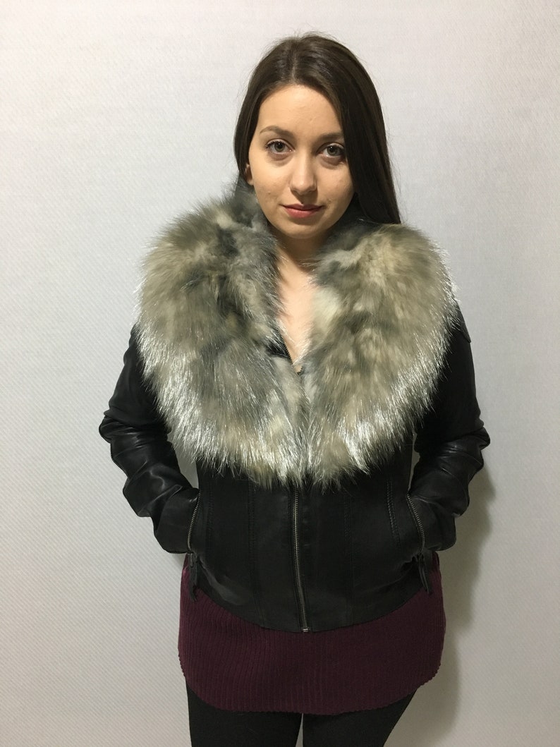 Gorgeous Metallic Gray Fox Fur Collar