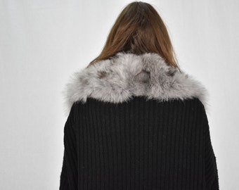 Real Fur Collar and Cuffs Gray Color, Fox Fur Cuffs and Collar - Main Image
