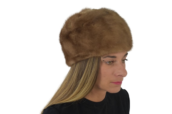 Mink vintage  Luxurious clear  Brown Fur Hat Vintage Fur Hat, Mink Fur Cap (B613), Medium to Dark Brown  main image 4