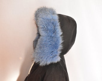 Detachable Fur trim | Fur Hood Coat | Fur Hood Snowsuit | Fox Fur Stripe For Parka | Fur Hood Puffer Jacket