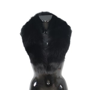 Black Fox Fur Collar /Detachable Fox Fur Collar, Fur Scarf for winter coat/ Extra Gift Black Fur cuffs Christmas Gift image 7