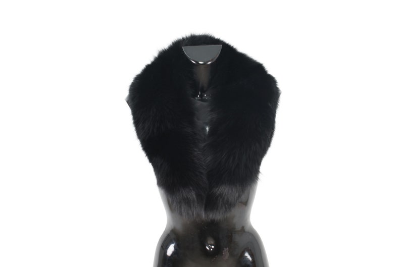 Black Fox Fur Collar /Detachable Fox Fur Collar, Fur Scarf for winter coat/ Extra Gift Black Fur cuffs Christmas Gift image 7