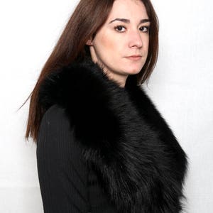 Black Fox Fur Collar /Detachable Fox Fur Collar, Fur Scarf for winter coat/ Extra Gift Black Fur cuffs Christmas Gift image 6