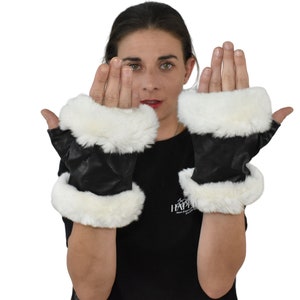 Leather  Gloves | Fingerless Mittens   | Genuine Fingerless Leather Gloves  | Women Gloves  |  | Black  Gloves | Valentine Gift