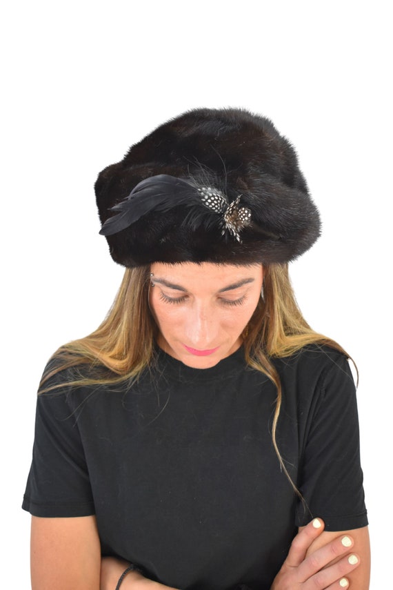 Vintage Woman Mink Hat Lux Luxury Fur Hat | Mink Fur Hat | Vintage Style Fur Hat  main image 2