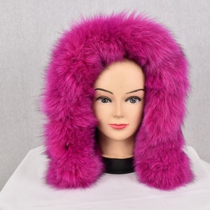 Removable Fur Hood  | Fox Fur Trim For hood | Fur Trim  For  jacket and Coat hood |  Fur collar  | Hood Trim detachable | DIY Hood Fur Trim