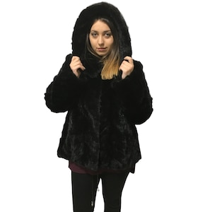 Mink Jacket With Hood  | Black Mink Jacket | Black Mink Jacket with big Hood | Premium Real Mink Fur Pelt | Luxury Fur Gift For Women