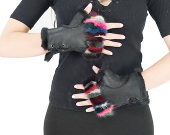 Sheepskin Gloves Fingerless In One Size, Luxury Gift Fingerless Gloves, Winter Gloves , Women Gloves , Fur gloves, Fur Accessories