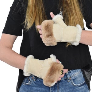 Shearling Fur Gloves , Fingerless Gloves, Winter Gloves , Women Gloves , Fur gloves, Fur Accessories , Luxury Gift