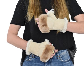 Shearling Fur Gloves , Fingerless Gloves, Winter Gloves , Women Gloves , Fur gloves, Fur Accessories , Luxury Gift