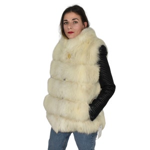 Amazing Fox Fur Vest | Fox Fur Vest Cream Color | Fox Fur vest With Leather | Luxury Fur Vest