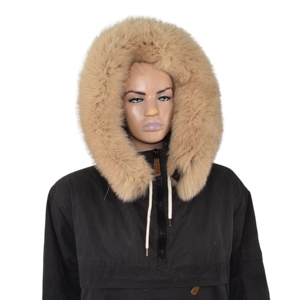 Detachable Fur Trim For Hood | Fur For Hood | Fox Fur Collar | Beige Fur Scarf | Fur For Parka