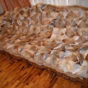 Fluffy Fox  Fur Blanket | Luxury Natural Silver Fox Fur Throw |  Fur Rug | Home Deco | FUR Accessories