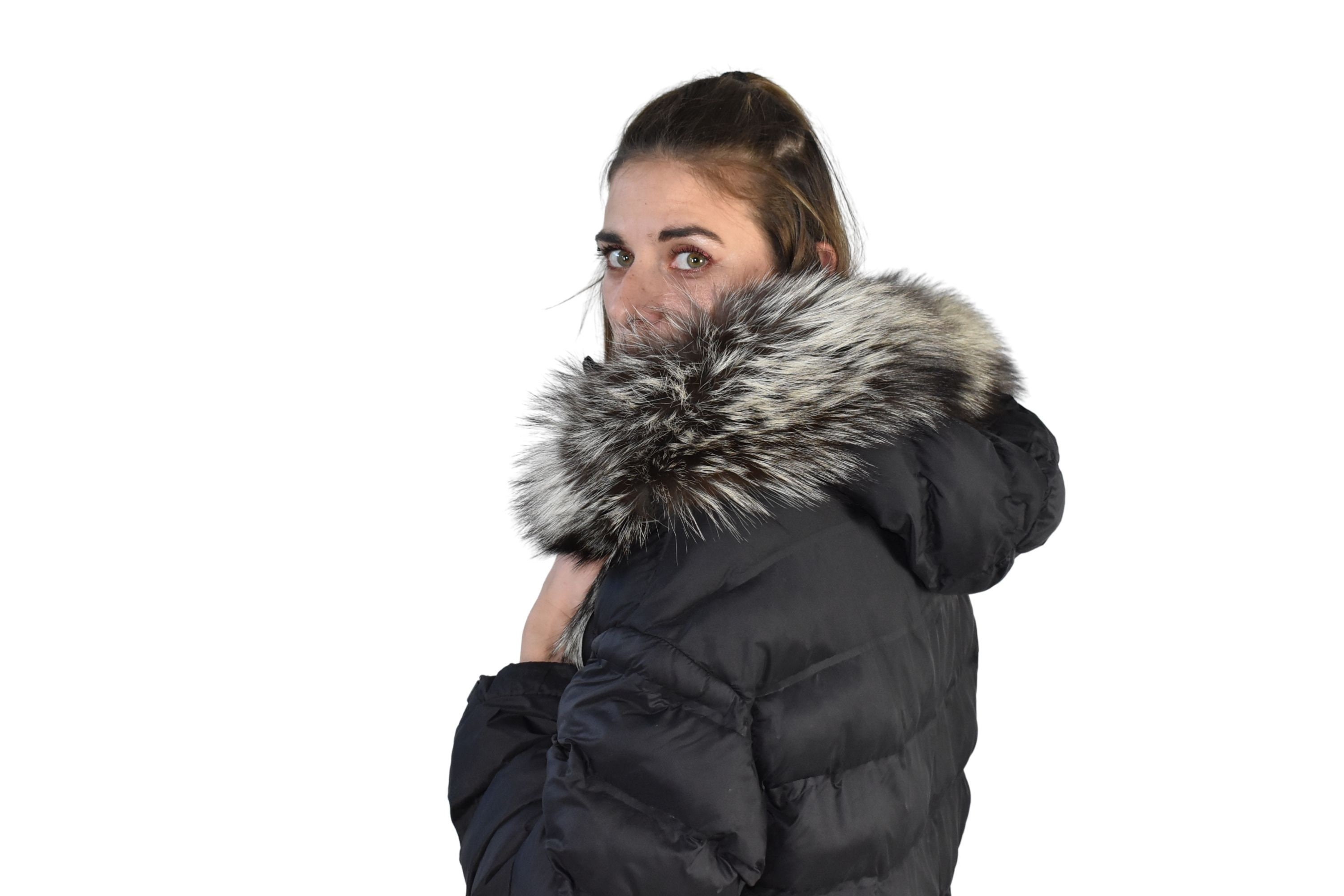 Fvwitlyh Snow Jacket Trim for Hood Replacement, Detachable Fluffy Collar Hood Trim Scarves for Winter Coat, Women's, Size: 3XL, Black