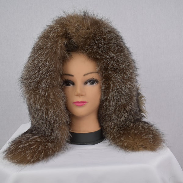 Genuine Crystal Fox Fur Collar – Unisex, Detachable, USA Made, Browns