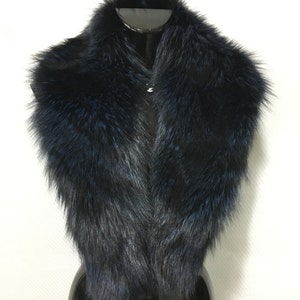 Gorgeous Real Natural Blue Black Color Fox Fur Collar image 6