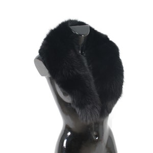 Black Fox Fur Collar /Detachable Fox Fur Collar, Fur Scarf for winter coat/ Extra Gift Black Fur cuffs Christmas Gift image 8