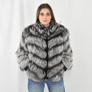 Amazing Fox Fur Jacket with shearling Fur | Silver Fur Jacket | Luxury Gift For Women Fox Fur jacket | New Style Fox Jacket
