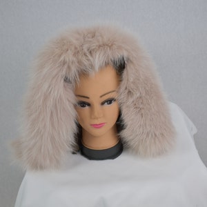 Stilvolle echte natürliche Beige kleine Fuchspelzkragen, Fuchs Pelzbesatz für Kapuze, Pelzkragen, Pelzbesatz, Kapuze abnehmbar, DIY Kapuze Pelzbesatz