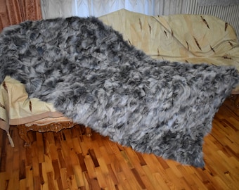 Manta de piel, piel de zorro, manta de piel natural, colcha de piel, funda de sofá de piel