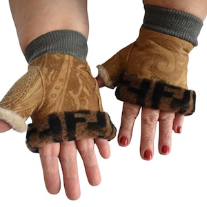 Handgefertigte fingerlose Handschuhe: Schaffell Winter Geschenk