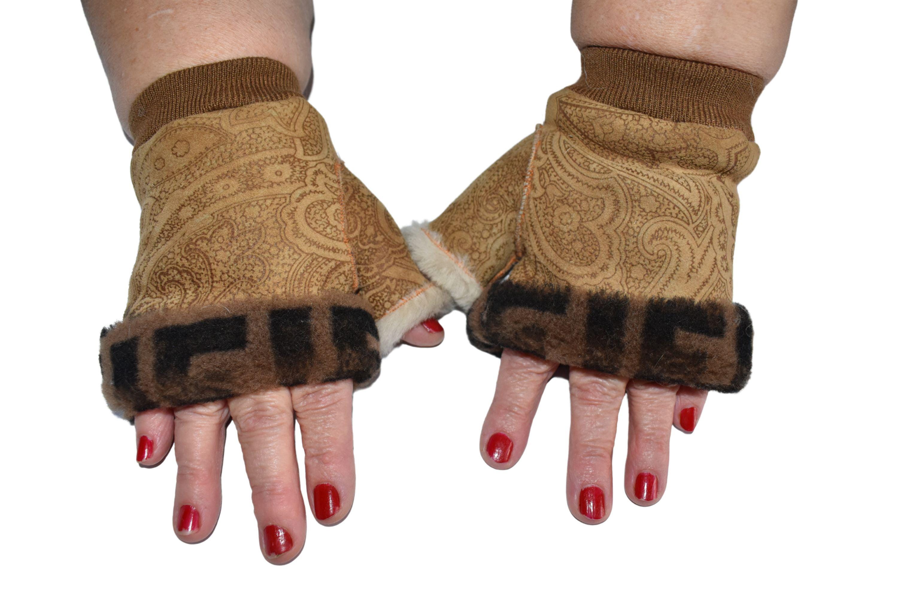 Genuine Sheepskin  Gloves | Shearling Fingerless Gloves |  Unisex gloves | Winter Gift