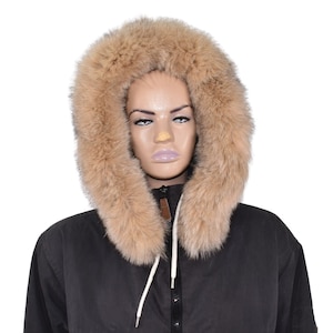 Fur Trim For Hood | Fox Fur stripe For jackets | Beige Fox Fur Trim Collar | luxury jacket Fur Trim