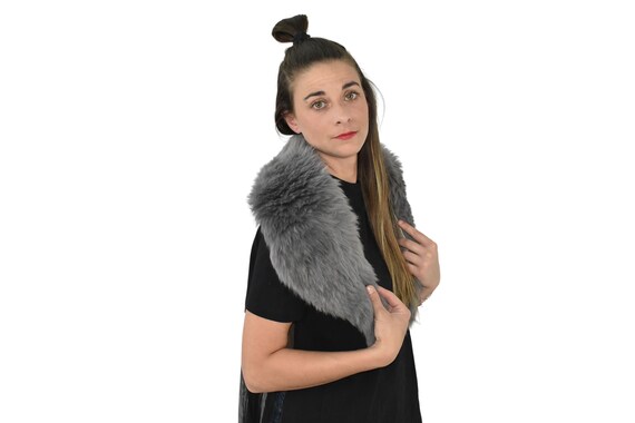 Grand col en fourrure de renard amovible pour manteau d