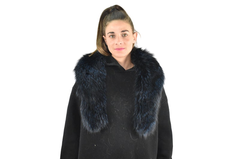 Gorgeous Real Natural Blue Black Color Fox Fur Collar image 3