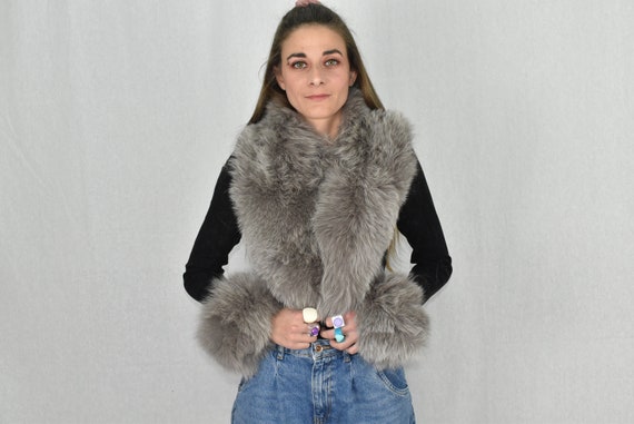 Gray Fox Fur Collar Detachable Fur Collar Fox Fur Cuffs Fur Collar