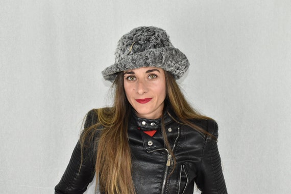 Fur Hat | Gray Swakara Fur Hat | Fur Cap | Chic Fur Hat  display picture 3