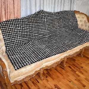 Mink fur blanket Black and White Color | Fur Sofa Cover | luxury fur Carpet | Mink Fur Throw